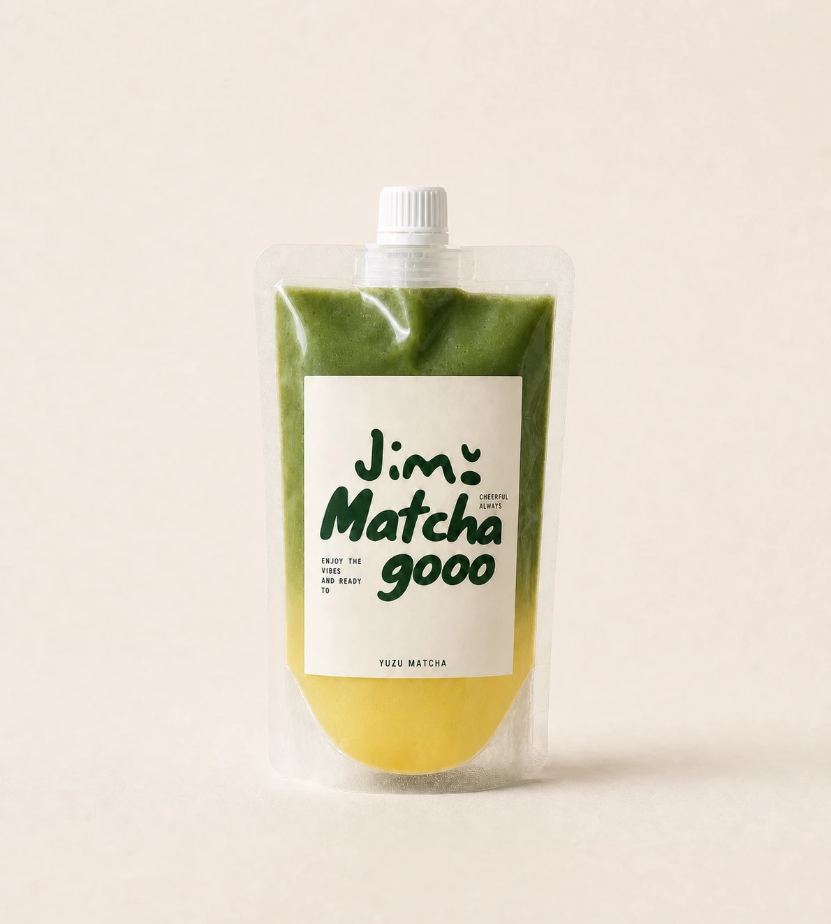 Jimo Yuzu Matcha portable pouch with centered cap